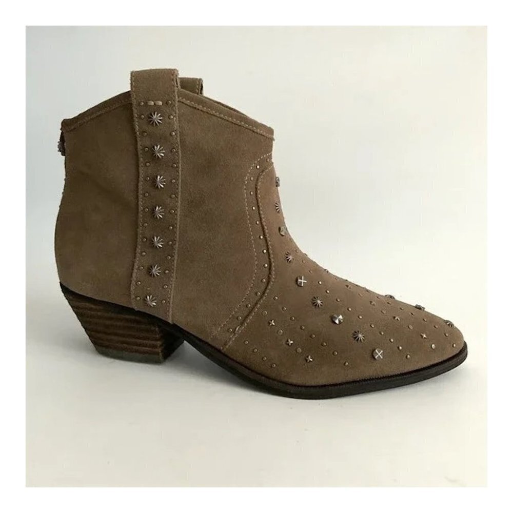 Sam Edelman Taupe Suede Studded Ankle Booties